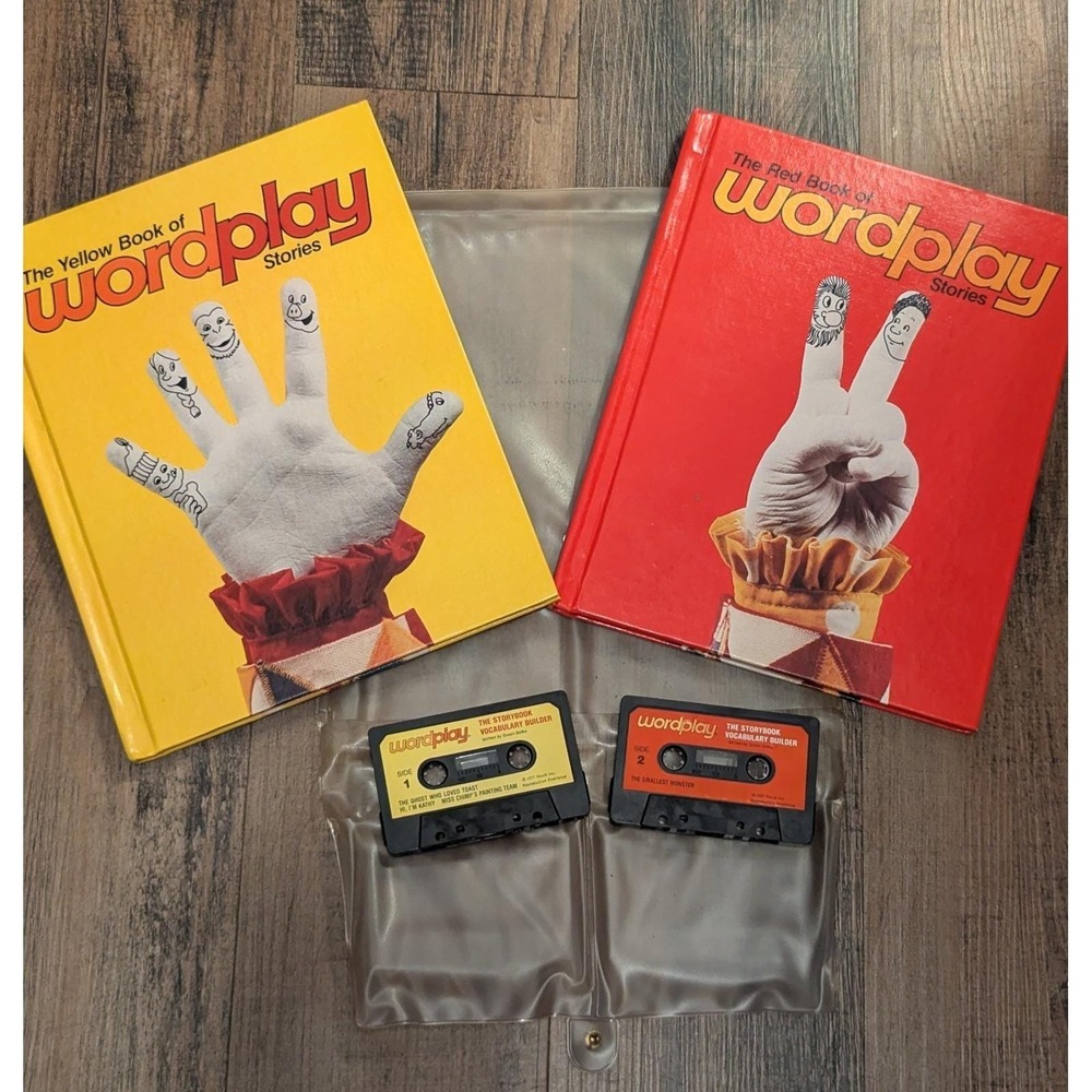 The Yellow & Red Book of Wordplay Stories 2 Cassette Tapes With Protective Cover